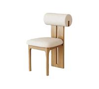 Silla De Comedor De Madera Sólida Juego De 2, Respaldo Cilíndrico Ergonómico Moderno Retro Vintage, Asiento De Espuma De Alta Resiliencia 45D(1pc,White Lamb Fleece_Natural)