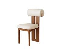 Silla De Comedor De Madera Sólida Juego De 2, Respaldo Cilíndrico Ergonómico Moderno Retro Vintage, Asiento De Espuma De Alta Resiliencia 45D(1pc,White Lamb Fleece_Walnut)