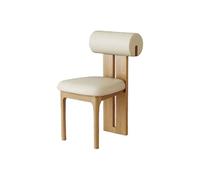 Silla De Comedor De Madera Sólida Juego De 2, Respaldo Cilíndrico Ergonómico Moderno Retro Vintage, Asiento De Espuma De Alta Resiliencia 45D(1pc,White Leather,Natural)