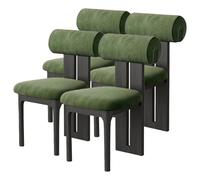 Silla De Comedor De Madera Sólida Juego De 2, Respaldo Cilíndrico Ergonómico Moderno Retro Vintage, Asiento De Espuma De Alta Resiliencia 45D(4pcs,Green_Ebony)