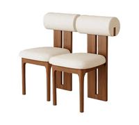 Silla De Comedor De Madera Sólida Juego De 2, Respaldo Cilíndrico Ergonómico Moderno Retro Vintage, Asiento De Espuma De Alta Resiliencia 45D(2pcs,White Lamb Fleece_Walnut)
