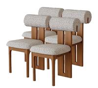 Silla De Comedor De Madera Sólida Juego De 2, Respaldo Cilíndrico Ergonómico Moderno Retro Vintage, Asiento De Espuma De Alta Resiliencia 45D(4pcs,Red+Black_Walnut)