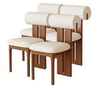 Silla De Comedor De Madera Sólida Juego De 2, Respaldo Cilíndrico Ergonómico Moderno Retro Vintage, Asiento De Espuma De Alta Resiliencia 45D(4pcs,White Lamb Fleece_Natural)