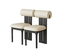 Silla De Comedor De Madera Sólida Juego De 2, Respaldo Cilíndrico Ergonómico Moderno Retro Vintage, Asiento De Espuma De Alta Resiliencia 45D(2pcs,White Leather_Ebony)