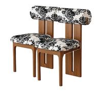 Silla De Comedor De Madera Sólida, Respaldo Cilíndrico Ergonómico, Asiento De Espuma De Alta Densidad 45D, Tapizado En Cuero O Lana De Cordero(2pcs,Blossom,Walnut)