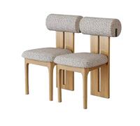 Silla De Comedor De Madera Sólida, Respaldo Cilíndrico Ergonómico, Asiento De Espuma De Alta Densidad 45D, Tapizado En Cuero O Lana De Cordero(2pcs,Red+Black,Natural)