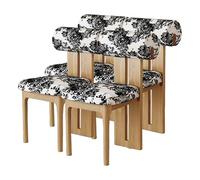 Silla De Comedor De Madera Sólida, Respaldo Cilíndrico Ergonómico, Asiento De Espuma De Alta Densidad 45D, Tapizado En Cuero O Lana De Cordero(4pcs,Blossom_Natural)