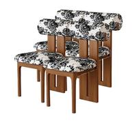 Silla De Comedor De Madera Sólida, Respaldo Cilíndrico Ergonómico, Asiento De Espuma De Alta Densidad 45D, Tapizado En Cuero O Lana De Cordero(4pcs,Blossom_Walnut)