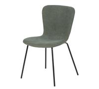 Silla de comedor de pana reciclada verde caqui y patas de acero