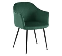CLP Silla de Comedor Jaysie I Silla tapizada con Funda de Terciopelo I Silla de Cocina con Respaldo y Estructura de Metal Negro, Color:Verde Oscuro