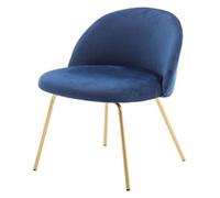 Silla de comedor de terciopelo suave para dormitorio, arte de uñas, cafetería, tienda de flores, boda, antideslizante, patas azules doradas, silla de ocio