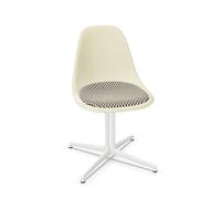 Silla de comedor Eames de fibra de vidrio DSL con cojín de asiento en tonos pergamino, cuadros y blanco liso