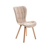Silla Comedor Elda Tapizada En Tela I Silla para Visitas Acolchada & En Estilo Nórdico I Silla para Dormitorio con Base De Madera I Color:, Color:Crema