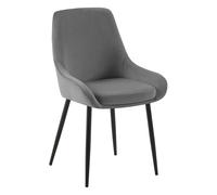 Silla de comedor elmira de terciopelo gris oscuro 53x50x86 cm