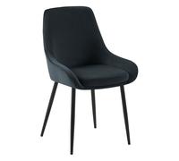 Silla de comedor elmira de terciopelo negro 53x50x86 cm