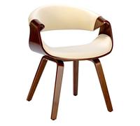 CLP Silla de Comedor Foley tapizada en Polipiel o Tela I Silla de salón Elegante con Estructura de Madera de 4 Patas | Color Nuez/Crema Material Cuero Sintetico