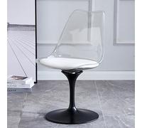 Silla de comedor giratoria de tulipán con asiento acrílico y cojín de piel sintética, diseño sin brazos para cocina, oficina, dormitorio y sala de estar