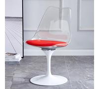 Silla de comedor giratoria de tulipán con asiento acrílico y cojín de piel sintética, diseño sin brazos para cocina, oficina, dormitorio y sala de estar
