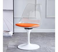 Silla de comedor giratoria de tulipán con asiento acrílico y cojín de piel sintética, diseño sin brazos para cocina, oficina, dormitorio y sala de estar