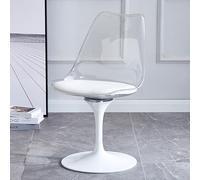 Silla de comedor giratoria de tulipán con asiento acrílico y cojín de piel sintética, diseño sin brazos para cocina, oficina, dormitorio y sala de estar