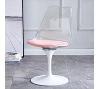 Silla de comedor giratoria de tulipán con asiento acrílico y cojín de piel sintética, diseño sin brazos para cocina, oficina, dormitorio y sala de estar
