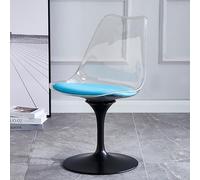 Silla de comedor giratoria de tulipán con asiento acrílico y cojín de piel sintética, silla de tocador de oficina sin brazos para cocina, terraza, bar, dormitorio, sala de estar, base negra