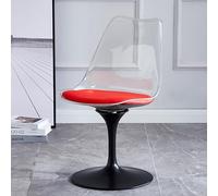 Silla de comedor giratoria de tulipán con asiento acrílico y cojín de piel sintética, silla de tocador de oficina sin brazos para cocina, terraza, bar, dormitorio, sala de estar, base negra