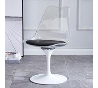 Silla de comedor giratoria de tulipán con asiento acrílico y cojín de piel sintética, sin brazos, silla de tocador de oficina para cocina, terraza, bar, dormitorio, maquillaje, sala de estar, base