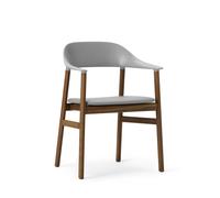 Silla de Comedor Herit con Reposabrazos Tapizada en Piel Roble Ahumado/ Gris