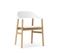 Silla de Comedor Herit con Reposabrazos Tapizada en Piel Roble/ Blanco