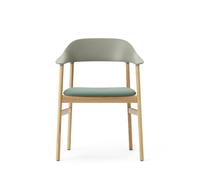 Silla de Comedor Herit con Reposabrazos Tapizada en Roble/ Verde Polvoriento
