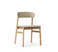 Silla de Comedor Herit Tapizada en Cuero Roble/ Arena