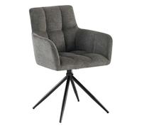CLP Silla de Comedor Jonah, sillón Giratorio con reposabrazos, Mecanismo de Retorno automático 180°, tapizado en Tela fácil de Limpiar, Color:Gris Oscuro