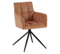 CLP Silla de Comedor Jonah, sillón Giratorio con reposabrazos, Mecanismo de Retorno automático 180°, tapizado en Tela fácil de Limpiar, Color:Naranja