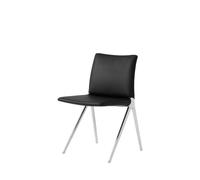 Silla de Comedor Kape IF7 de Aluminio Pulido y Cuero Noble