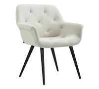 CLP Silla De Comedor Langford Tapizada En Tela o Polipiel I Sillón para Salón Acolchada En Estilo Chesterfield, Color:Beige, Material:Tela