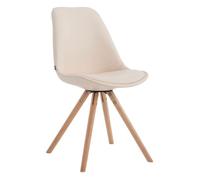 Silla de comedor laval rund simil cuero crema 55.5x47.5x83.5 cm