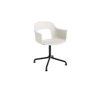 Silla de comedor Layout 251 con reposabrazos y asiento giratorio, Blanco Crema y Negro