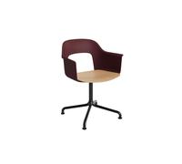 Silla de comedor Layout 252 con reposabrazos y asiento giratorio en roble/burdeos/ Negro