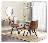 CLP Silla de Comedor Lewes en Terciopelo I Silla de Cocina giratoria con Base de Metal I Butaca Moderna con resplado | Color marrón