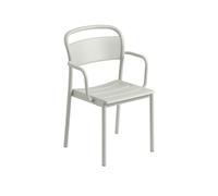 Silla de Comedor Linear de Acero con Reposabrazos , Gris