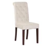 CLP Silla De Comedor Lisburn En Tela O Terciopelo I Silla De Salón En Estilo Chesterfield & Base De Madera, Color:Crema, Material:Terciopelo