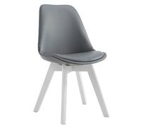 Silla De Comedor Manado Tapizado En Cuero Sintético I Silla De Visitas con Base De 4 Patas De Madera I Silla De Salón con Respaldo I Color:, Color:Gris, Color del Marco:Blanco