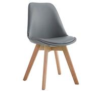 Silla De Comedor Manado Tapizado En Cuero Sintético I Silla De Visitas con Base De 4 Patas De Madera I Silla De Salón con Respaldo I Color:, Color:Gris, Color del Marco:Natura