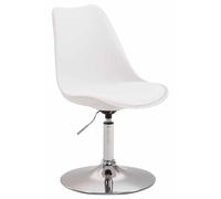 Silla de Comedor Maverick con Estructura de Plástico I Silla de Espera con Asiento de Cuero Sintético I Silla de Visita Regulable en Altura, Color:Blanco, Color del Marco:Cromado
