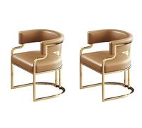 Silla de comedor moderna con respaldo bajo, elegante asiento tapizado de cuero con patas de latón, elegante sillón para comedor y asiento de invitados KitchenChic con acabado blanco