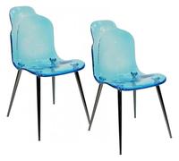 Silla de comedor moderna de acrílico, silla lateral apilable transparente con diseño de efecto ondulado de agua para el hogar y la oficina