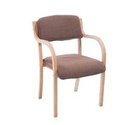 Silla de comedor moderna de madera nórdica ergonómica y apilable con reposabrazos, elegante diseño de respaldo abierto para cocina, oficina, recepción, acabado marrón