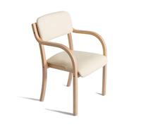 Silla de comedor moderna ergonómica de madera sintética de color beige, silla apilable con reposabrazos para cocina y oficina, diseño nórdico para recepción, estudio y escritorio