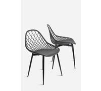 Silla de Comedor Moderna Negra de Metal Con Respaldo Entramado - CONJUNTO: Pack 4